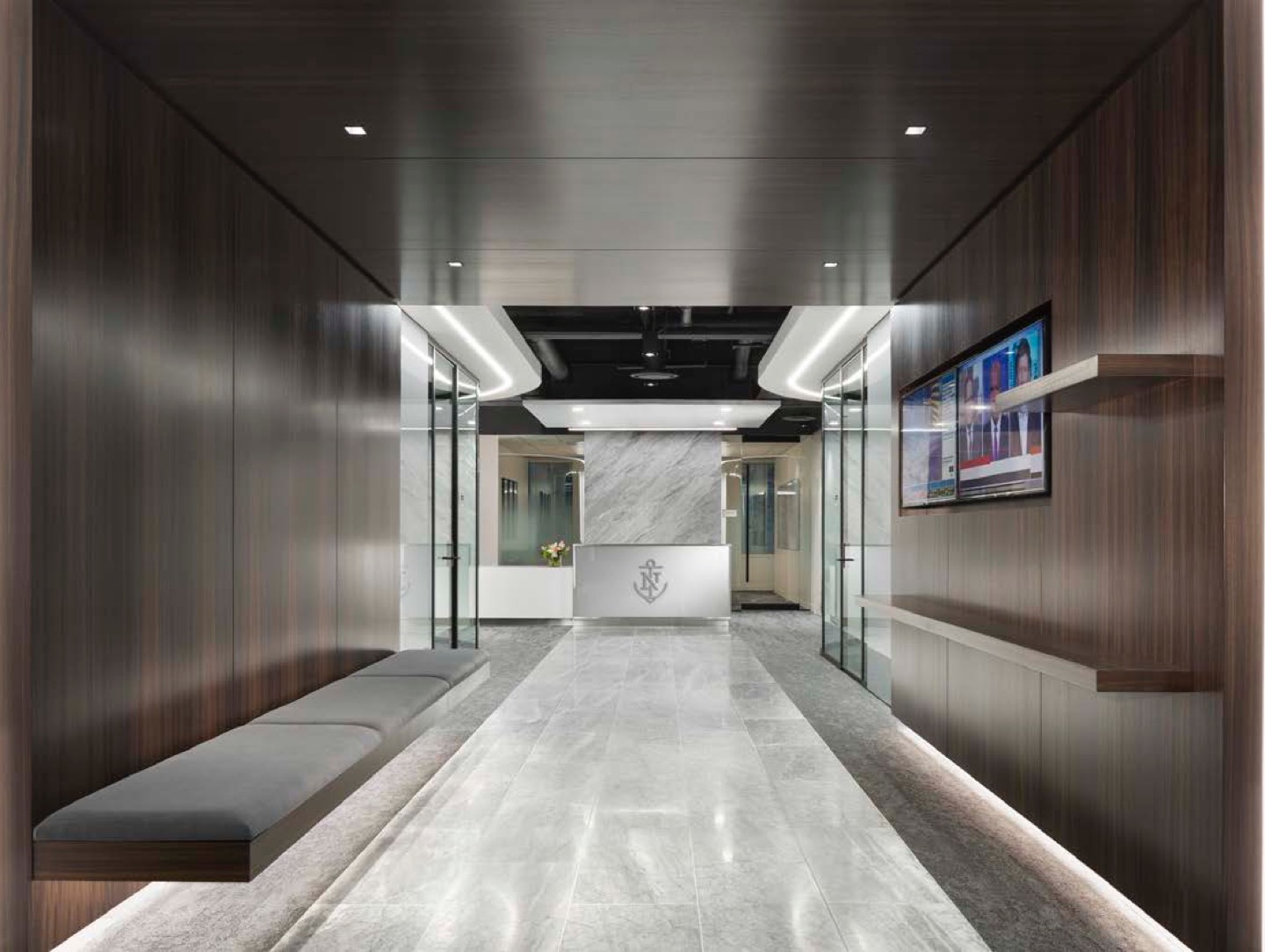 Interior view of sophisticated office.