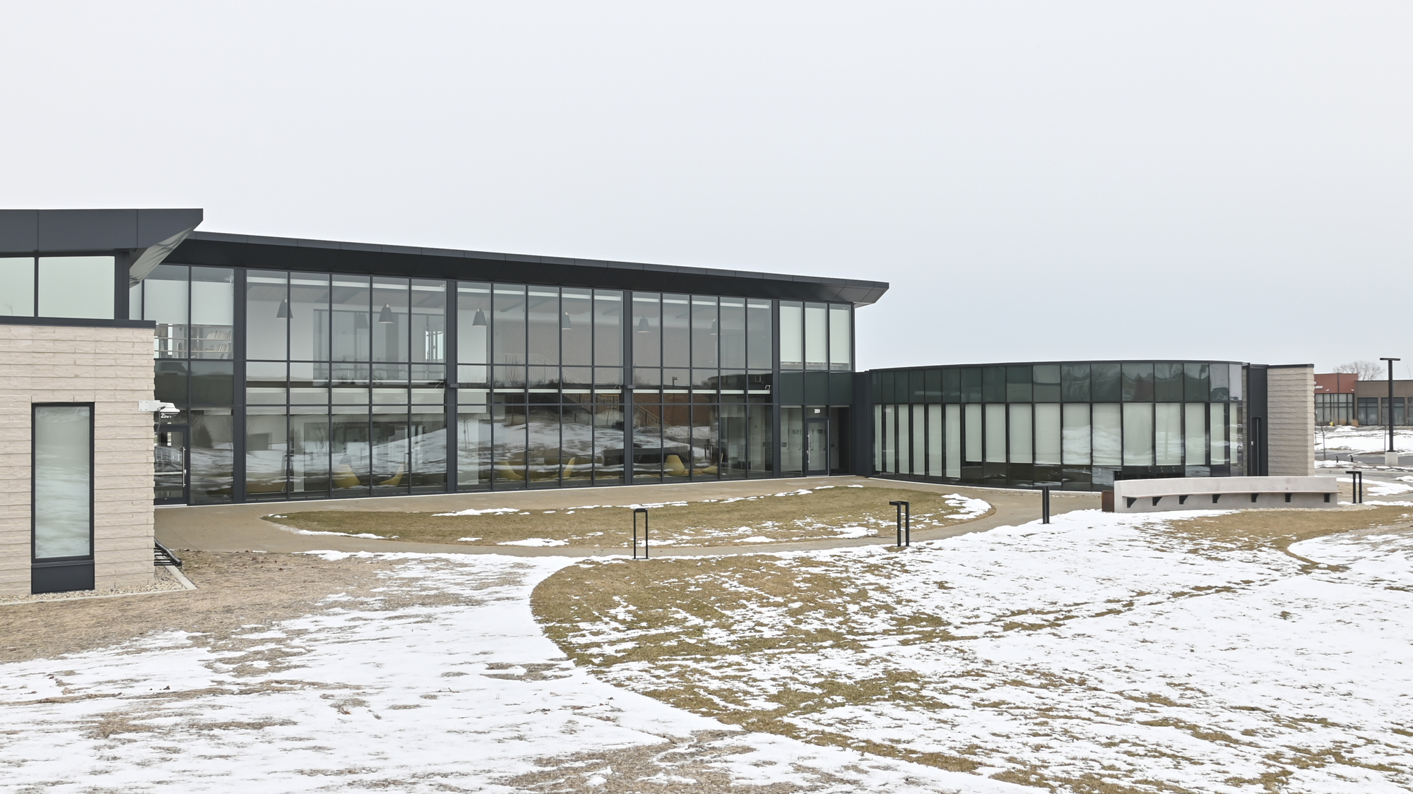 Exterior view of Evans Scholars in snow.