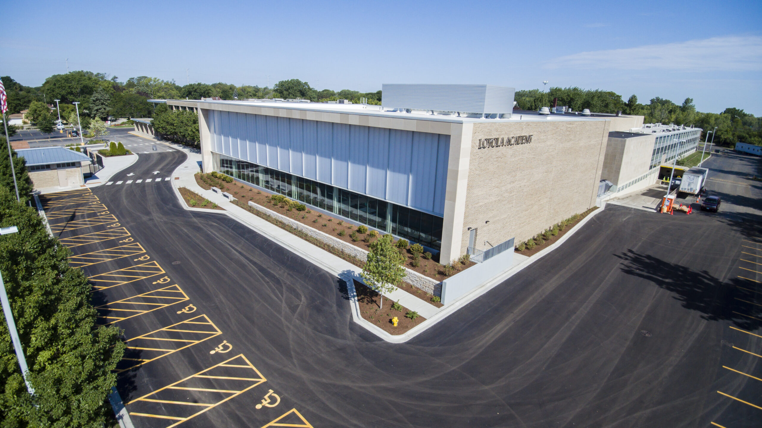 Exterior view Loyola Academy Aquatic Center.