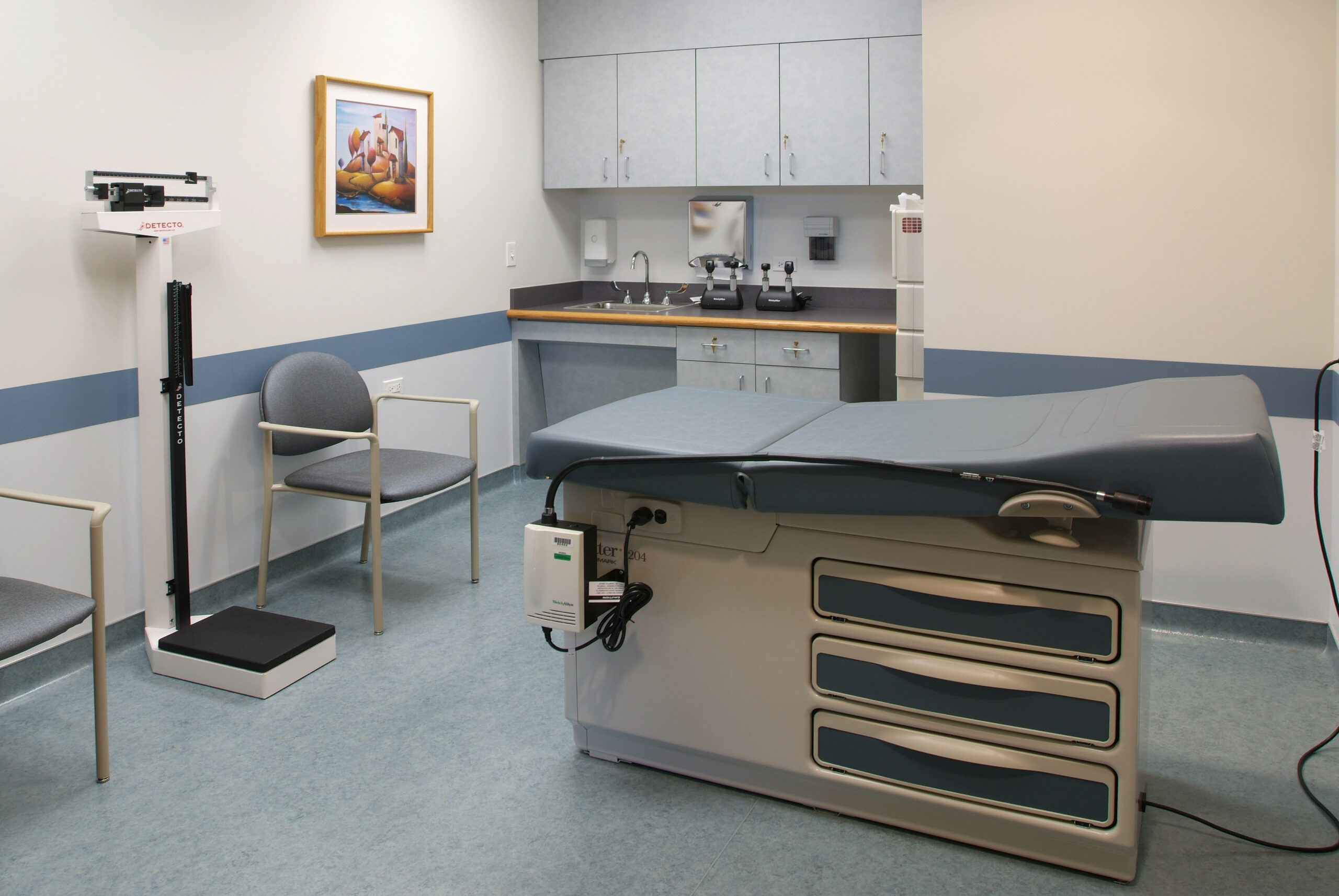 Interior medical examination room at Northshore Medical Group.