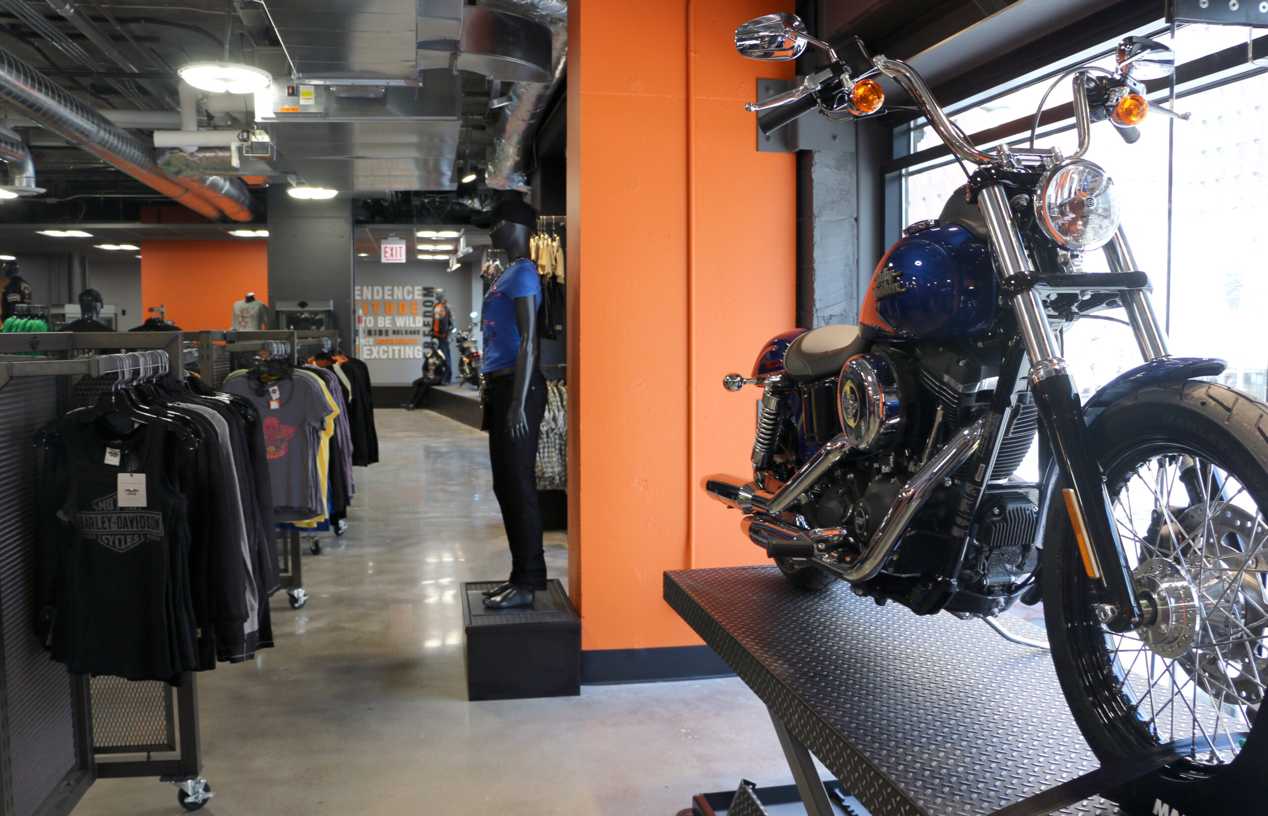 Displays at Harley Davidson.